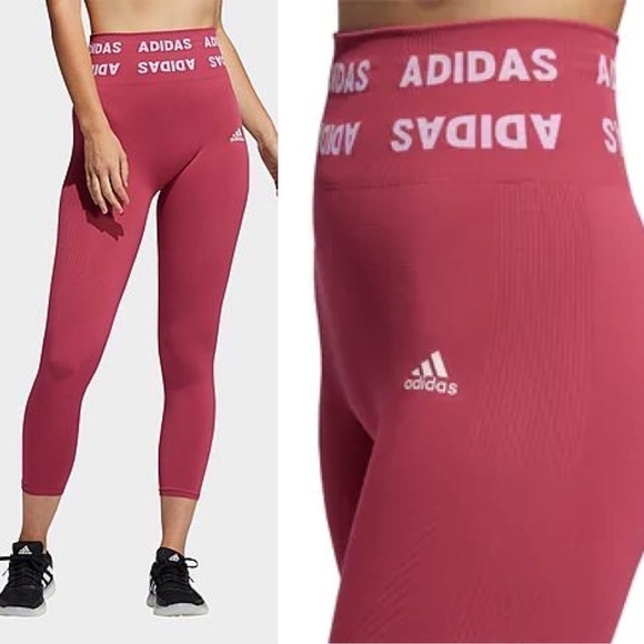 Adidas Aeroknit 7/8 High rise Leggings Spelling - Picture 1 of 7